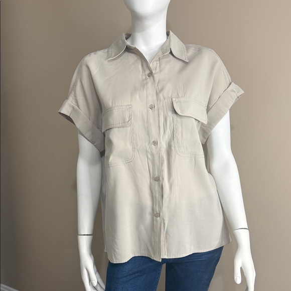 Max Studio Tops - Max Studio Beige Button-Down Shirt NWT